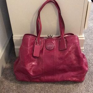 Lightly used large pink coach purse